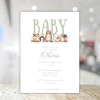 Woodland Baby Shower Invitation Printed, Teddy Bear Baby Shower Invite Gender Neutral, Forest Animal Baby Shower Invitations, Custom Printed Baby Shower Invite - Image 2