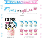 Hombae Guns or Glitter Gender Reveal Decorations, 169 PCs Boy or Girl Gender Reveal Decorations What Will Baby Be Backdrop Balloon Garland Banner Tablecloth Cake Cupcake Topper Cutout Poster Sash - Image 3