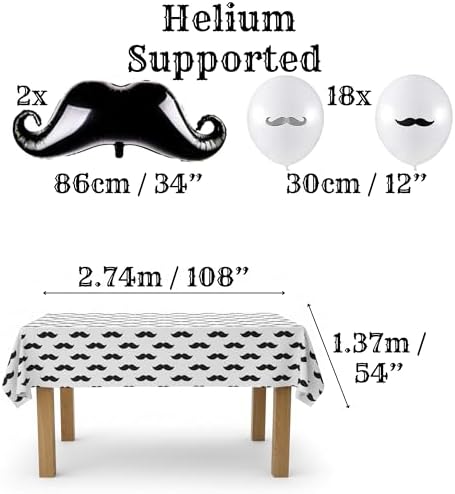 174PCS Mustache Party Decorations, 20 Guests -Large Mustache Decoration for Father's Day, Baby Shower, Men's Birthday, Little Man Theme Party, Graduation Decorations, Barber's Party, Bachelor Party - Image 2