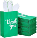 DjinnGlory 100 Pack Small Green Gift Bags with Handles 9x5.5x3.15 Inch for Boutiques, Thank You Paper Bags for Wedding Birthday Party Favors Goodies Christmas Gifts by GiftWrappingSupplies