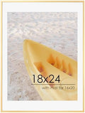 FLYJOE 18x24 Metal Picture Frame For Wall With Mat For 16x20, 18''x24'' Aluminum Photo Frames With Tempered Glass For Home Decor, Minimalist Modern Poster Frame Horizontal And Vertical Formats, Gold by FLYJOE
