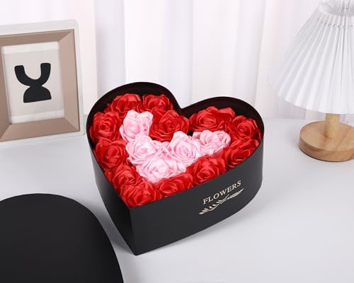 Lassos Boutique Set of 3 Heart Shaped Gift Boxes Decorative Heart Gift Flower Wrapping Boxes for Wedding, Birthday, Anniversary, Valentine's Day, Mother's Day, Baby Showers (Black) - Image 3