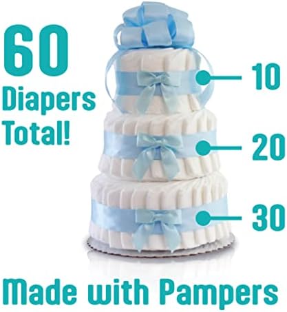 Classic Pastel Baby Shower Diaper Cake (3 Tier, Blue) - Image 4