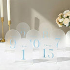 15 Pcs Table Numbers with Stands, 1-15, 5"x7", Dusty Blue by Unknown
