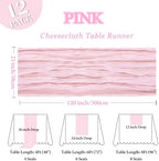 12 Pack 23 x 120 Inch Pink Table Runner 10Ft Cheesecloth - Image 2