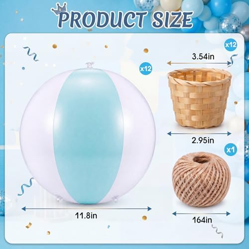 12 Sets 12" Hanging Hot Air Balloon Decortion, Blue - Image 2