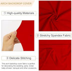 FANPROMS Wedding Arch Covers Set of 2 Red Arch Cover 6FT 7.2FT Spandex Arch Cover for Metal Frame Stand Balloon Arched Stand Cover Round Top Arch Covers for Wedding Birthday Party Decorations - Image 2