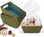 Mimorou 6 Pack Velvet Baskets for Gifts Empty to Fill, Green Gift Baskets by Mimorou