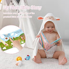 MyMateZoe My First Noahs Ark 7 pcs Baptism Gift Set, Dedication, Christening and Baptism Gifts for Girl and Newborn Baby, Includes Washcloth and Hooded Towel,Baby Bath Book, 3 Bath Toys and Gift Bag - Image 4