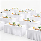 Wish Care 12 Pack White Spandex Table Clothes for 6 Foot Rectangle Tables, 6FT Wrinkle Free Fitted Tablecloths Ruffles Design Table Cloth for Party, Banquet, Wedding and Events by WishCare