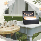Geelin Wooden Wedding Card Box with Letter Flag Rustic,Black - Image 6