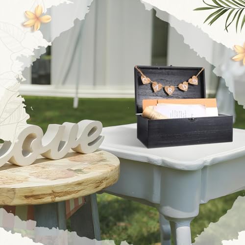 Geelin Wooden Wedding Card Box with Letter Flag Rustic,Black - Image 6