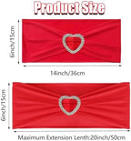 Red Chair Sashes for Wedding 50 Pack Spandex Red Sashes for Chairs Covers Stretch Chair Sahes Band with Heart Buckle Slider Universal Wedding Sashes Bows for Banquet Party Decorations - Image 2