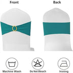 Turquoise Chair Sashes 50 Pack, Spandex Turquoise Chair Bows with Gold Buckle for Wedding Decoration, Teal Chairs Bands for Party Banquet Gender Reveal Décor - Image 6