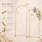Gold Wedding Arch Backdrop Stand Set of 2, 7.2FT & 6FT Metal Arch Backdrop - Image 4