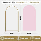 Arch Backdrop Stand and Cover Set, Metal Balloon Arch Backdrop 7.2ft, Gold Arched Stand Frame for Wedding, Parties,Birthday, Backdrop Decorations (Pale Pink,7.2ft) - Image 2