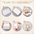 Maitys 24 Set Large Gable Boxes with Handle, Ribbon, Tag, White,Golden - Image 3