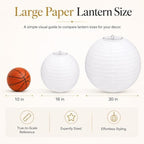 8 Pcs 16/30 Inch Large White Paper Lanterns Jumbo Hanging Party Decorations - Image 2
