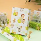 Homeral Baby Shower Jumbo Wrapping Paper Roll - Neutral Cute Safari Animals & Polka Dot Pattern, Reversible Green Newborn Gift Wrap for Baby Shower, 1st Birthday, Party - 30 Inch x 100 Feet - Image 3