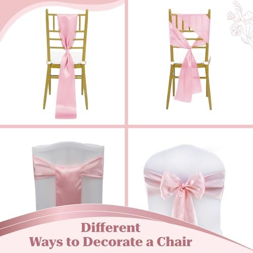 MDS® Pack of 125 Satin Chair Sashes for Wedding & Events – Blush Pink - Image 4