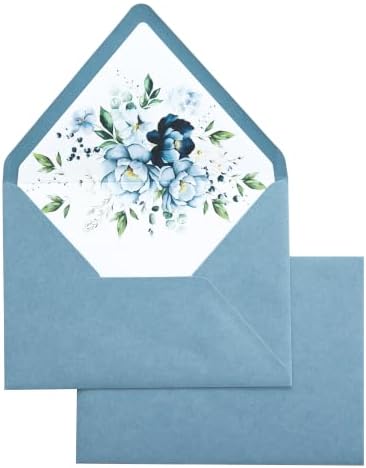 PONATIA 50 PCS/Pack A7 Envelopes, Euro Flap 5x7 Dusty Blue Envelopes by ponatia