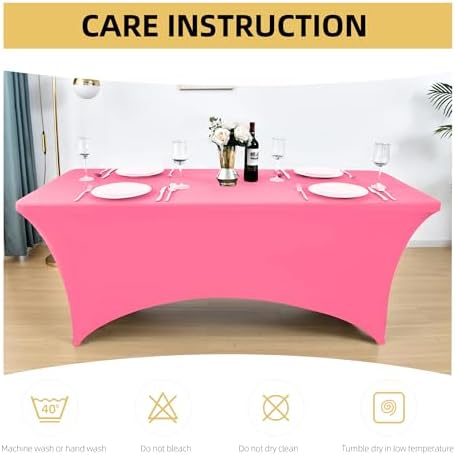 10-Pack 6ft Spandex Table Covers for Rectangle Standard Folding Tables - Wrinkle Resistant Stretch Tablecloths - Ultimate Fitted Table Protector for Parties, Banquet, Wedding - Image 6