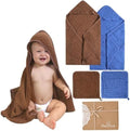 Organic Muslin Hooded Baby Bath Towel 4pc for Newborn - Navy Brown by HardNok