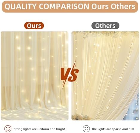20x10FT Beige Wrinkle Free Backdrop Curtains with Lights String for Parties - Photo Curtain Backdrop with Lights for Wedding Decorations, Bridal Baby Shower Birthday Party Photography - Image 5