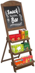 MyGift Rustic Brown Wood Chalkboard Easel with 3-Tier Display Shelves by MyGiftHome