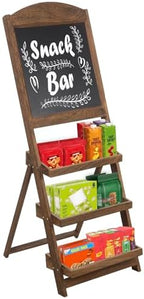 MyGift Rustic Brown Wood Chalkboard Easel with 3-Tier Display Shelves by MyGiftHome