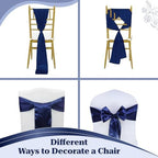 MDS® Pack of 100 Satin Chair Sashes for Wedding & Events – Navy Blue - Image 4