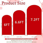 FOTSHARER Red Arch Cover Set of 3 Spandex Fitted Wedding Arch Cover 6FT 6.6FT 7.2FT Round Top Arch Cover Backdrop Fabric for Metal Arch Chiara Arch Backdrop Stand Cover for Baby Shower Birthday Decor - Image 3