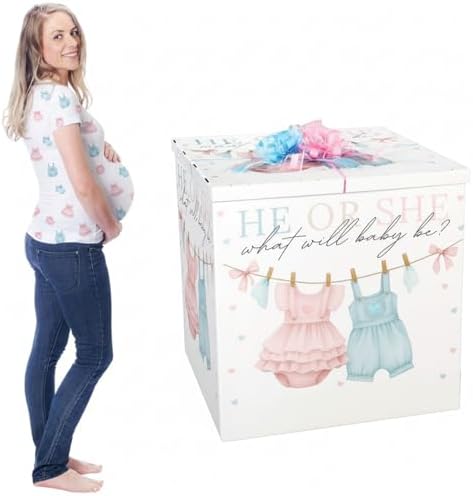AmazingSpark 28in Giant Gender Reveal Gift Box Kit, Baby Clothes by Unknown