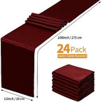 SiinvdaBZX 24 Pcs Burgundy Satin Table Runner 12 x 108 inches Long - Image 4