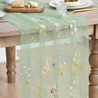 Artoid Mode 6PC Floral Sage Green Embroidery Table Runner 120 Inch 10FT by ArtoidMode