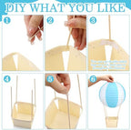 Rossesay 12 Sets Hot Air Balloon Decorations DIY Paper Lanterns Baby Shower Table Centerpieces Wooden Basket with Sticks for Gender Reveal, First Birthday Party, Wedding, Graduation(Blue) - Image 3