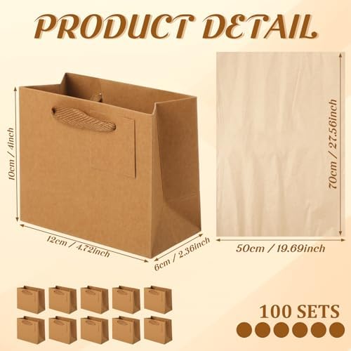 Zhanmai 100 Pcs Mini Gift Bags Bulk, Brown - Image 2