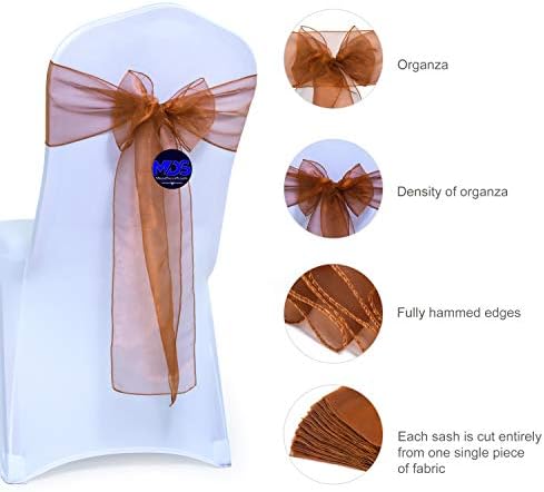 MDS Pack of 100 Organza Chair Sashes for Wedding & Event Décor – Bronze - Image 3