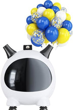 Yellow Blue Balloons and Balloon Pump Electric, 60 Pcs Blue Yellow White with Confetti Balloon and Portable 600W Air Pump with 2 Nozzles for Kids Birthday Graduation Baby Shower Party Decorations by Togvu