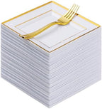 Goodluck 120Pcs 6.5" Square Gold Dessert Plates by GoodLuck