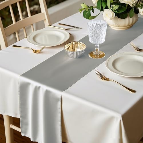 Pack of 50 Silver Satin Chair Sashes Bows 7x108 inches Chair Ribbons - Image 3