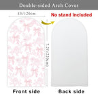 Pink Bow Floral Arch Backdrop Cover 7.2ft Flower Coquette Girl Baby in Bloom Bridal Shower Party Pastel Toile Birthday Wedding Bride to Be Stretchy Fitted Arched Photo Booth Sign 4x7.2ft - Image 2