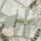UNIQOOO 50 Sets Wedding Invitation Kit, Sage Green Floral Vellum Jackets for 5x7 Invitations w/Satin Silk Ribbon & Eucalyptus Wax Seal Stickers, Wedding Invitation Accessories - Image 2
