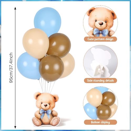12 Sets Bear Baby Shower Balloon Stand Kit for Table Boy Baby Shower with Balloon Centerpieces Decorations for Blue Teddy Bear Theme Gender Reveal Birthday Party Table Decorations Supplies - Image 4