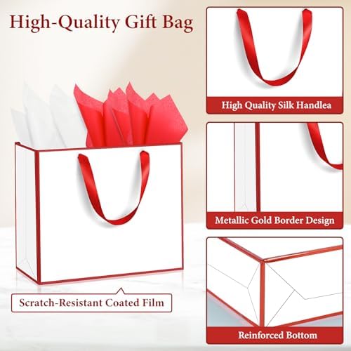 Addblu 24 Pack White Large Gift Bags with Handles & 72 Tissue Papers - Image 3