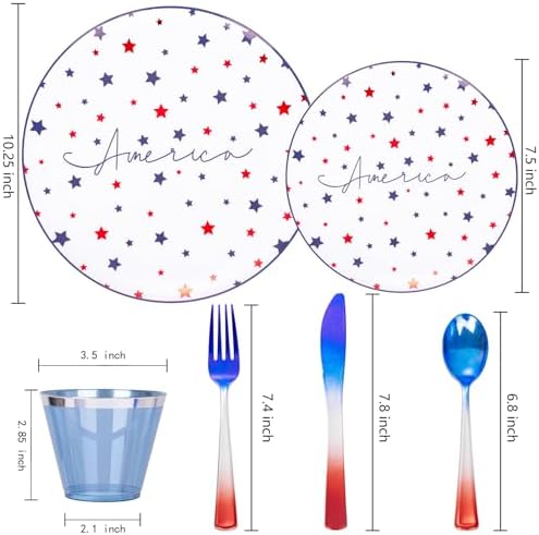 EjonirInjonir 180pcs 4th of July Plastic Plates for Independence Day - Image 2