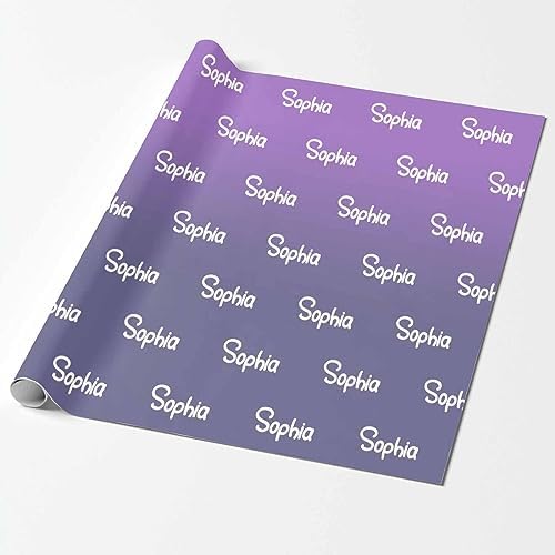 MyPupSocks Custom Text Wrapping Paper Purple, Personalized Name Gift Wrap Paper Funny Wrapping Paper Roll 58x23 for Boys Girls Kids Birthday Christmas Winter Holiday 3 Rolls - Image 2