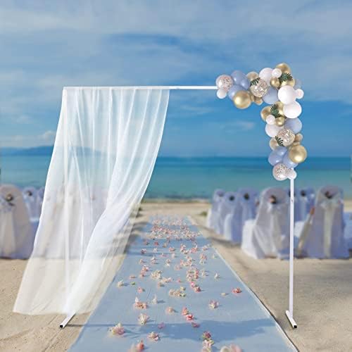 6.6ftx6.6ft Backdrop Stand, White Portable Pipe and Drape Backdrop Stand for Parties Silver Wedding Garden Balloon Arch Frame for Wedding Birthday Parties Banquets Background Decor (6.6x 6.6ft-White) - Image 2