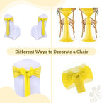 MDS Pack of 50 Chiffon Chair Sashes for Wedding & Event Décor - Yellow - Image 4