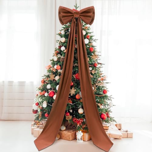 Wavwavw Christmas Giant Velvet Bow Decor Brown Big Bow, 75 x 18 Inches by Wavwavw